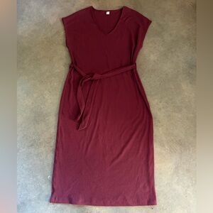 Old Navy Tie Belt Rib Knit Midi Shift Dress